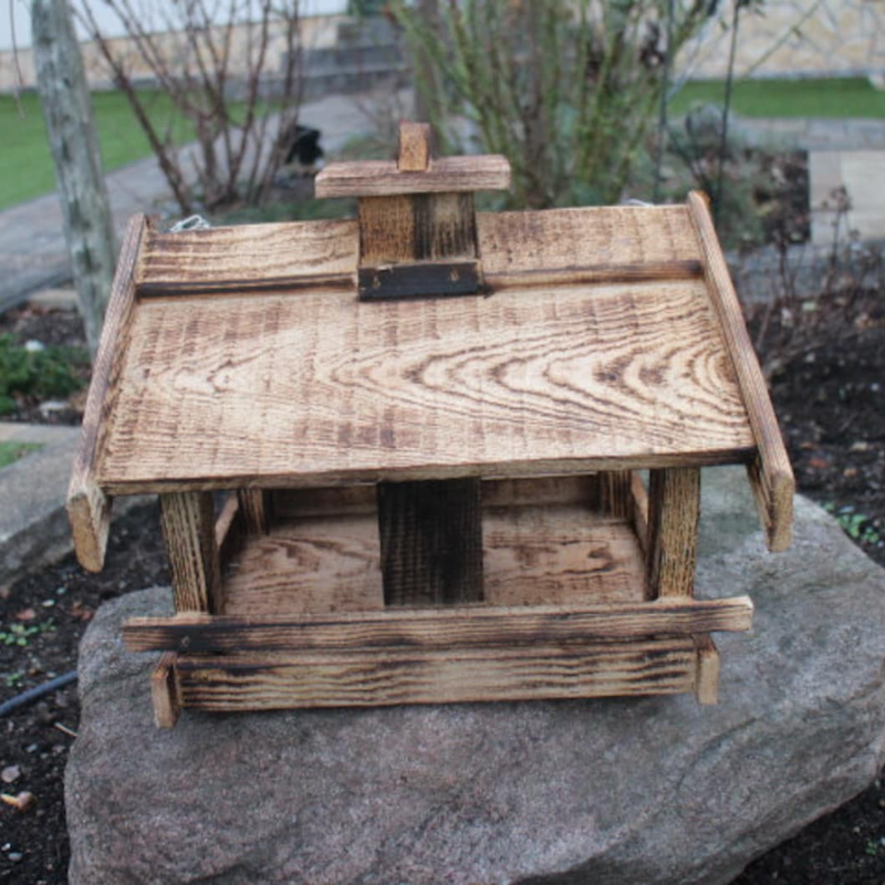Handmade Wooden Bird Feeder – Large Garden Bird House for Wild Birds