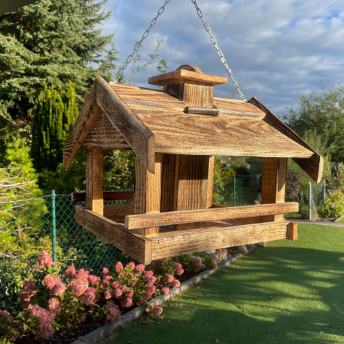 Handmade Wooden Bird Feeder – Large Garden Bird House for Wild Birds