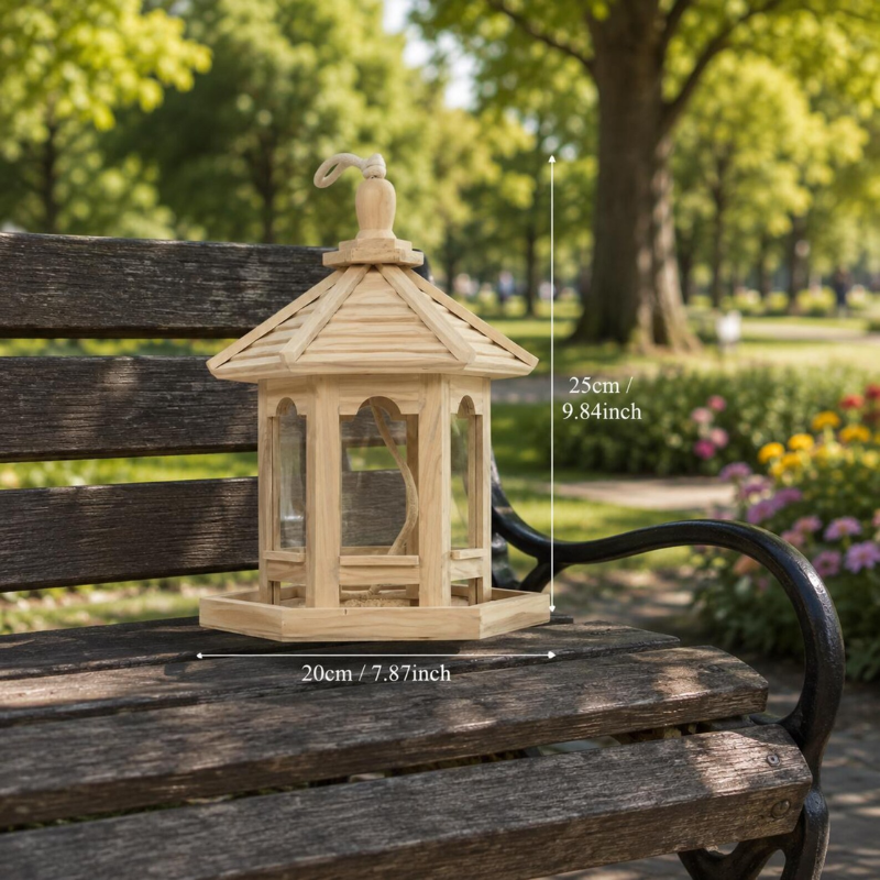Handmade Wooden Bird Feeder – Garden Bird Feeding House for Wild Birds