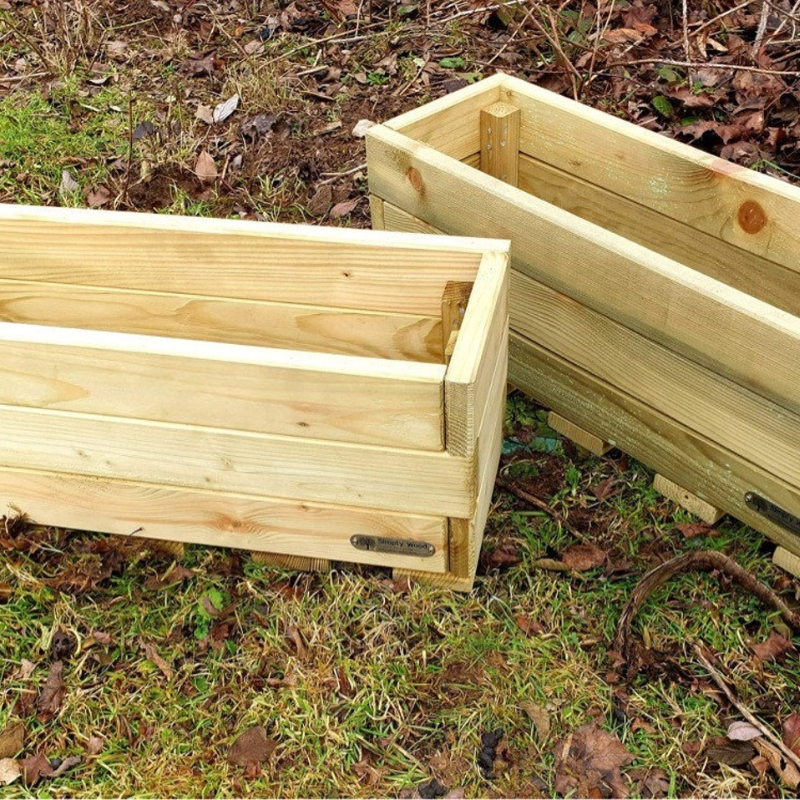 Handmade Wooden Garden Planter Box – Rustic Raised Planting Trough for Flowers & Herbs