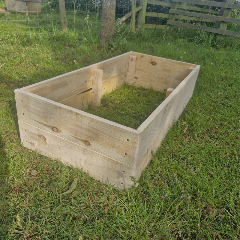 Handmade Wooden Raised Garden Planter – Rustic Outdoor Planter Box for Flowers & Vegetables
