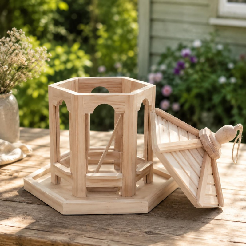 Handmade Wooden Bird Feeder – Garden Bird Feeding House for Wild Birds