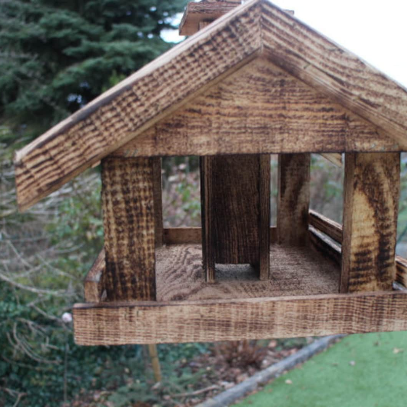 Handmade Wooden Bird Feeder – Large Garden Bird House for Wild Birds