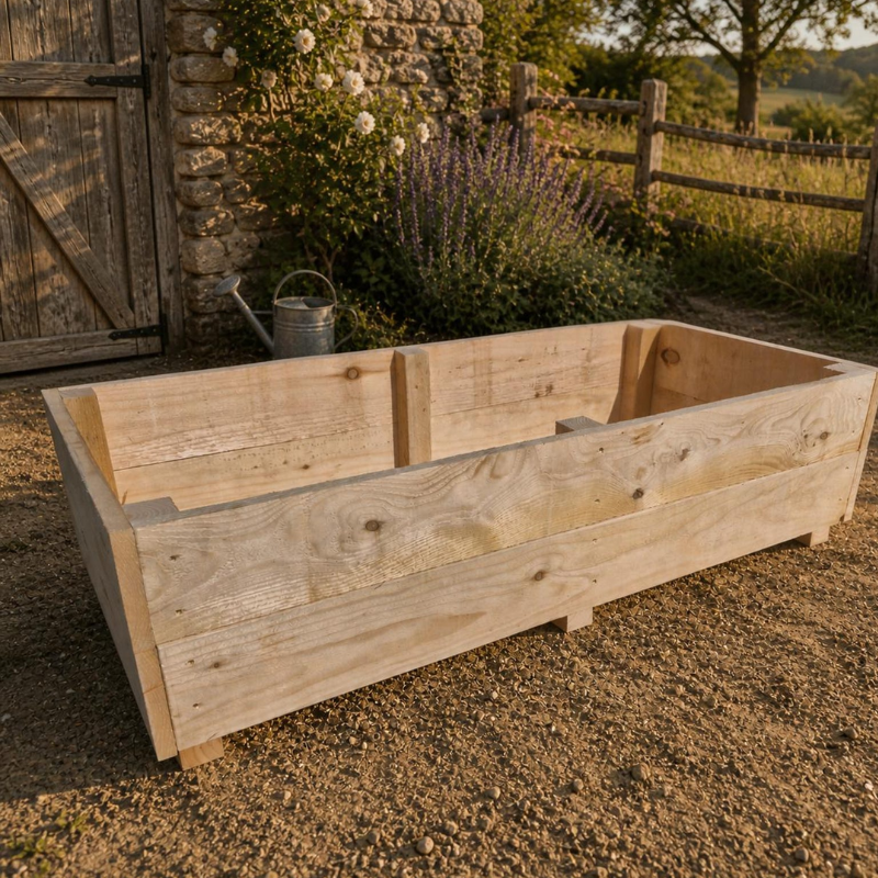 Handmade Wooden Raised Garden Planter – Rustic Outdoor Planter Box for Flowers & Vegetables