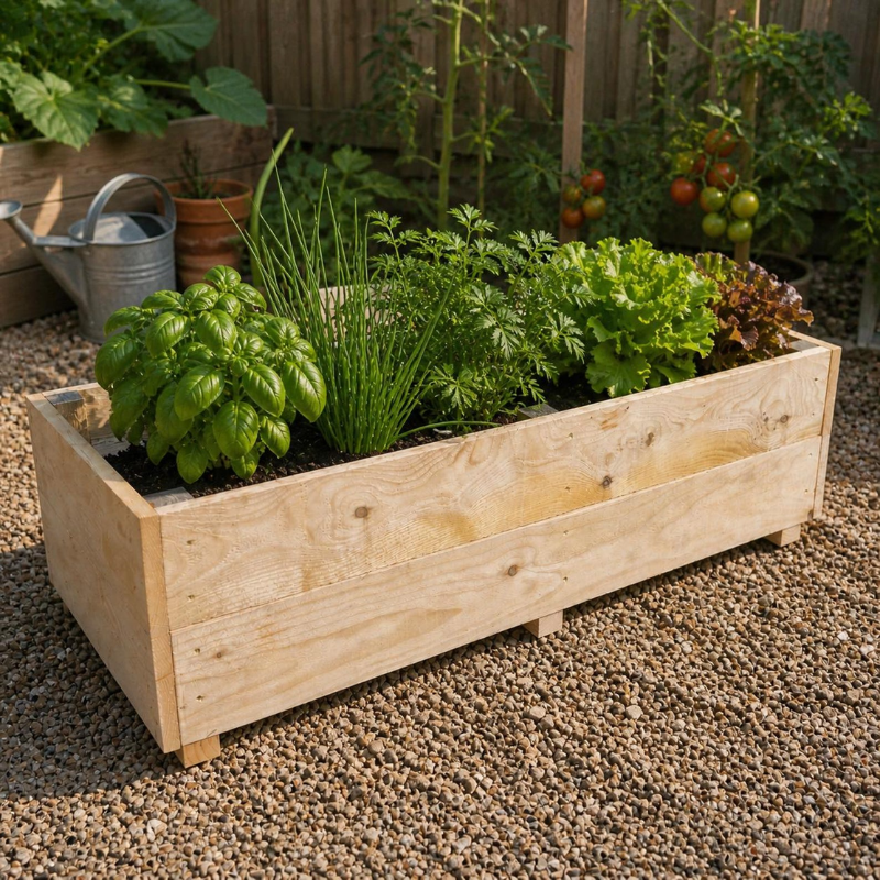 Handmade Wooden Raised Garden Planter – Rustic Outdoor Planter Box for Flowers & Vegetables