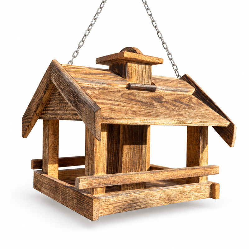 Handmade Wooden Bird Feeder – Large Garden Bird House for Wild Birds